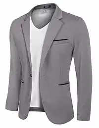 Herren Casual Blazer Jacken EIN Knopf Anzug Anzugjacke für Dinner Hochzeit, 2- Grau, M Große Größen