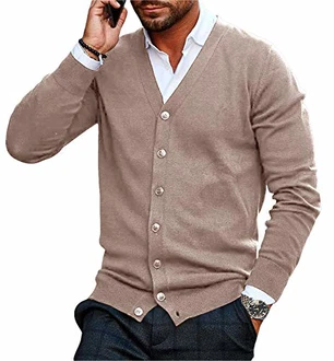 Gemijacka Herren Strickjacke V Ausschnitt Kragenlos Cardigan Gestrickt Hemd Jacke Leicht Übergangsjacke Gemijacka Herren Strickjacke V Ausschnitt Kragenlos Cardigan Gestrickt Hemd Jacke Leicht Übergangsjacke