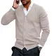 Gemijacka Herren Strickjacke V Ausschnitt Kragenlos Cardigan Gestrickt Hemd Jacke Leicht Übergangsjacke Beige M