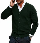 Gemijacka Herren Strickjacke V Ausschnitt Kragenlos Cardigan Gestrickt Hemd Jacke Leicht Übergangsjacke Grün
