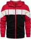 MANLUODANNI Kapuzenjacke Herren Farbblock Hoodies Herren Sweatjacke Männer Sweat Jacke Pullover Sweatshirtjacke mit Reißverschlus Rot Schwarz M