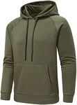 YuKaiChen Herren Kapuzenpullover Langarm Farbblock Fleece Hoody Sweatshirt mit Kanga Tasche Armeegrün