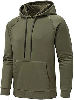 YuKaiChen Herren Kapuzenpullover Langarm Farbblock Fleece Hoody Sweatshirt mit Kanga Tasche Armeegrün
