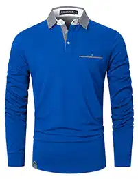 Poloshirt Herren Klassischer Karierter Splei? Langarm Slim Fit Tennis Polo Shirts Baumwolle Polohemd (M, Blau 2)