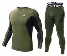 Thermounterwäsche Set Herren Funktionsunterwäsche Skiunterwäsche Warm Lange Unterhose Männer Winter Medium Grün