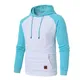 YuKaiChen Pullover Herren Arbeitspullover Waffel-Stoff Fleece Hooded Sweat Sweatshirt Weiß/Himmelblau L
