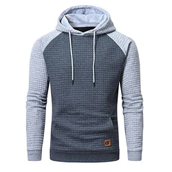 YuKaiChen Pullover Herren Arbeitspullover Waffel-Stoff Fleece Hooded Sweat Sweatshirt Grau/Hellgrau