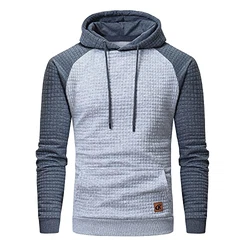 YuKaiChen Pullover Herren Arbeitspullover Waffel-Stoff Fleece Hooded Sweat Sweatshirt Hellgrau/Grau