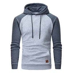 Pullover Herren Arbeitspullover Waffel-Stoff Fleece Hooded Sweat Sweatshirt Hellgrau/Grau M