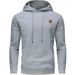 Pullover Herren Arbeitspullover Waffel-Stoff Fleece Hooded Sweat Sweatshirt Hellgrau M