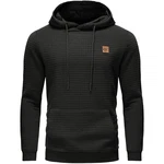 YuKaiChen Pullover Herren Arbeitspullover Waffel-Stoff Fleece Hooded Sweat Sweatshirt Schwarz