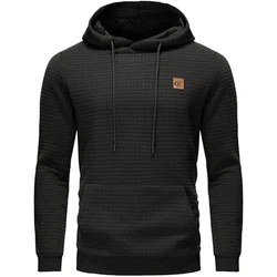 YuKaiChen Pullover Herren Arbeitspullover Waffel-Stoff Fleece Hooded Sweat Sweatshirt Schwarz