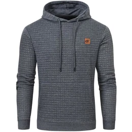 Pullover Herren Arbeitspullover Waffel-Stoff Fleece Hooded Sweat Sweatshirt Grau M