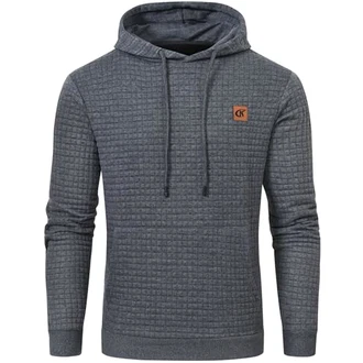 YuKaiChen Pullover Herren Arbeitspullover Waffel-Stoff Fleece Hooded Sweat Sweatshirt Grau