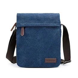 Schultertasche Hülle für iPad Pro 11''/ iPad Air/iPad Mini, Surface Go, Samsung Tablet PC, Leinwand Kleine Umhängetasche für Arbeit Büro Schule Männer Frauen Teenager - Blau
