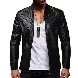 Lederjacke Herren Oversize Motorradjacke mit Protektoren Leder Jacke Vintage Fashion Männer Outdoor Bikerjacke Lässig Übergangsjacke