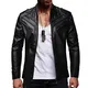 Celucke Lederjacke Herren Oversize Motorradjacke mit Protektoren Leder Jacke Vintage Fashion Männer Outdoor Bikerjacke Lässig Übergangsjacke