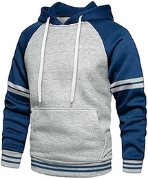 Pullover Herren Hoodie Sweatjacke Longsleeve Blau Farbblock Sweatshirt mit Kapuze Casual Jacke Langarm Kapuzenpullover Sweater Classic Farbabstimmung Hoody mit Tasche M