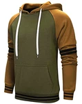 Loveternal Hoodie Kapuzenpullover Patchwork Unisex Classic Farbabstimmung Hoody mit Tasche Khaki