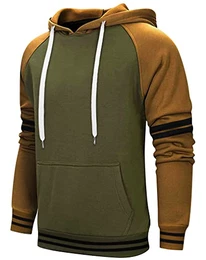 Pullover Herren Hoodie Sweatjacke Longsleeve Khaki Farbblock Sweatshirt mit Kapuze Casual Jacke Langarm Kapuzenpullover Sweater Classic Farbabstimmung Hoody mit Tasche M