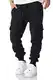 REPUBLIX Herren Cargo Sweatpants Sporthose Jogginghose Jogger Trainingshose R6102 Schwarz M