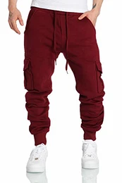 Herren Cargo Sweatpants Sporthose Jogginghose Jogger Trainingshose R6102 Bordeaux M