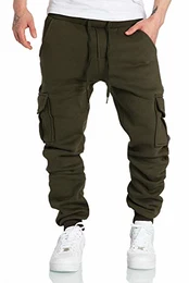 REPUBLIX Herren Cargo Sweatpants Sporthose Jogginghose Jogger Trainingshose R6102 Khaki M