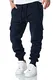 REPUBLIX Herren Cargo Sweatpants Sporthose Jogginghose Jogger Trainingshose R6102 Navyblau M