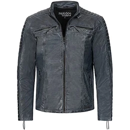 Herren Lederjacke Echtes Leder Jacke Echtleder Übergangsjacke Fashion in 5 Farben Gr. S-7XL Design 1 (as3, alpha, m, regular, regular, Grau)