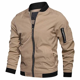 Herren Bomberjacke Leichte Fliegerjacke Stehkragen Übergangsjacke Frühling Herbst Oberbekleidung Piloten Jacke