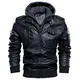 CARWORNIC Herren Kunst-Lederjacke Bomberjacke Vintage Übergangsjacke Bikerjacke Herrenjacke Winter Freizeitjacke mit Abnehmbarer Kapuze