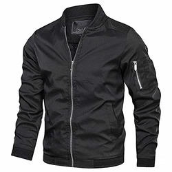 CARWORNIC Herren Bomberjacke Stehkragen Übergangsjacke Schwarz
