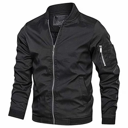 Herren Bomberjacke Leichte Fliegerjacke Stehkragen Übergangsjacke Frühling Herbst Oberbekleidung Piloten Jacke