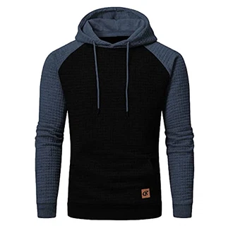YuKaiChen Pullover Herren Arbeitspullover Waffel-Stoff Fleece Hooded Sweat Sweatshirt