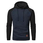 YuKaiChen Pullover Herren Arbeitspullover Waffel-Stoff Fleece Hooded Sweat Sweatshirt Indigo/Schwarz