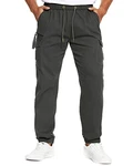 CARETOO Jogginghose Herren Baumwolle Jogger Stretch Sporthose Freizeithose Cargo Chino Casual Hose mit Taschen Slim Fit Grau