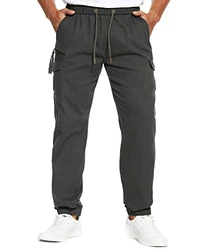 CARETOO Jogginghose Herren Baumwolle Jogger Stretch Sporthose Freizeithose Cargo Chino Casual Hose mit Taschen Slim Fit Grau
