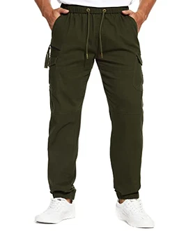 CARETOO Jogginghose Herren Baumwolle Jogger Stretch Sporthose Freizeithose Cargo Chino Casual Hose mit Taschen Slim Fit