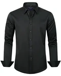 J.VER Herren Hemd Unifarben Stretch Langarm Regular Fit Businesshemd Schwarz