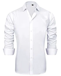 J.VER Herren Hemd Regular Fit Langarm Herrenhemden Freizeithemd Regular Businesshemd Elastiscer Musterhemd,Weiß,M