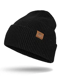Beanie Mütze Herren Warme Acryl Haube Herren Winter Unisex Leicht und Weich, Geschenk für Freundin Männer Frauen (Schwarz)