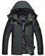 KEFITEVD Übergangsjacke Herren Warm Winter Herrenjacke mit Kapuze Fleecejacke Wasserabweisend Winterparka Männer Angelbekleidung Grau-Schwarz M