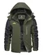KEFITEVD Herren Winterjacke Warm Fleece Winter Jacke Thermojacke Softshell Jacke mit Kapuze Skijacke Snowboarden Wandern Männer Funktionsjacke Dunkeloliv M
