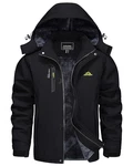 KEFITEVD Winterjacke Herren Wasserdicht Outdoor Skijacke Schwarz