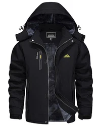 KEFITEVD Winterjacke Herren Wasserdicht Outdoor Skijacke Schwarz