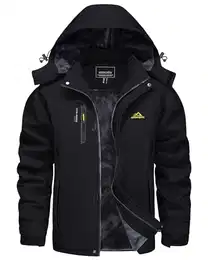 Winterjacke Herren Warm Gefütterte Arbeitsjacke Softshelljacke Wasserdicht Atmungsaktiv Winter Skijacke Fleece Anorak Schwarz M