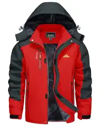 Herrenjacke Winterjacke Wasserdicht Outdoor Skijacke Warme Softshelljacke Fleece Snowboardjacke Thermojacke Arbeit Rot M