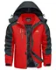 KEFITEVD Herrenjacke Winterjacke Wasserdicht Outdoor Skijacke Warme Softshelljacke Fleece Snowboardjacke Thermojacke Arbeit Rot M