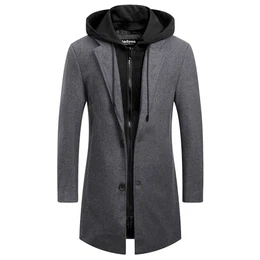 Wintermantel Herren Mantel Loose Fit Lang Wollmantel Business Mantel mit Stehkragen Herren Winter