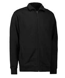 Sweatshirtjacke für Damen und Herren, ohne Kapuze, mit Reißverschluss und 2 Schubtaschen (schwarz, M)